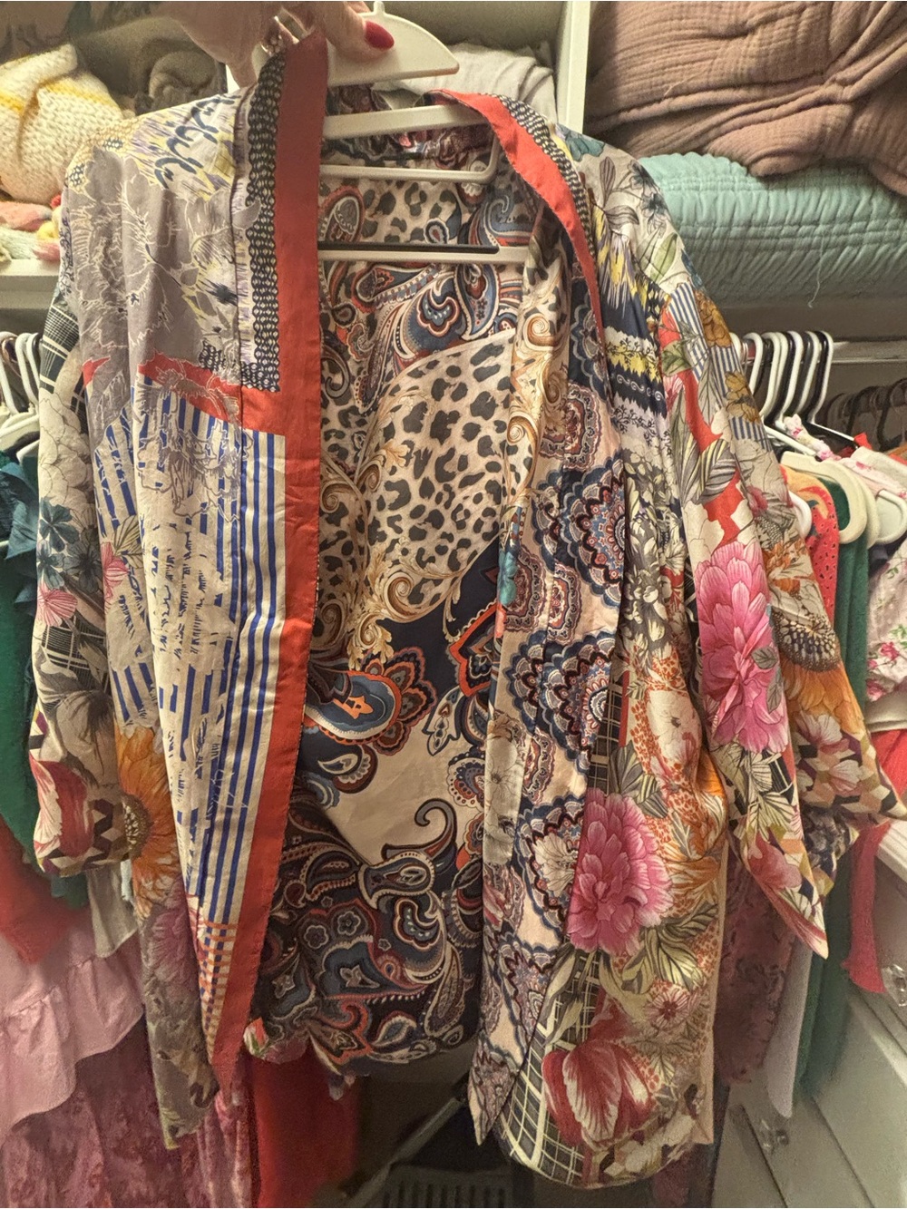 Johnny Was Multicolor Floral Paisley Patchwork Kimono reversible